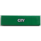 LEGO Green Tile 1 x 4 with 'CITY' Sticker (2431)