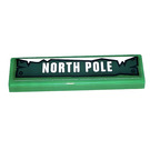 LEGO Green Tile 1 x 4 with NORTH POLE Sticker (2431)