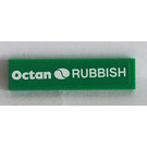 LEGO Green Tile 1 x 4 with 'Octan RUBBISH' Sticker (2431)