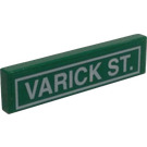 LEGO Green Tile 1 x 4 with Varick Street Sign Sticker (2431)