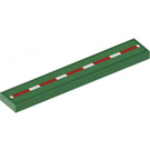 LEGO Grün Fliese 1 x 6 mit rot und Weiß Striped Line Aufkleber (6636)