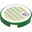 LEGO Green Tile 2 x 2 Round with Lakitu Barcode with Bottom Stud Holder (14769)