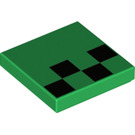 LEGO Groen Tegel 2 x 2 met 4 Zwart Pixels met groef (3068 / 39851)