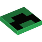 LEGO Groen Tegel 2 x 2 met 8 Zwart Pixels met groef (3068 / 39850)