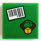 LEGO Green Tile 2 x 2 with Barcode and Cargo Logo Sticker with Groove (3068)