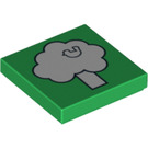 LEGO Vert Tuile 2 x 2 avec Oiseau dans Arbre avec rainure (3068 / 87536)