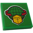 LEGO Green Tile 2 x 2 with Cargo Logo Sticker with Groove (3068)
