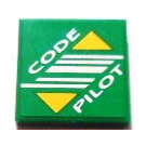 LEGO Grün Fliese 2 x 2 mit Code Pilot Aufkleber mit Nut (3068)