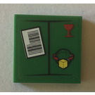LEGO Groen Tegel 2 x 2 met Green Shipping Label, Parcel en Fragile Glas Sticker met groef (3068)