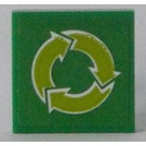 LEGO Grün Fliese 2 x 2 mit Lime Recycling Arrows Aufkleber mit Nut (3068)