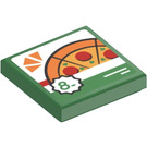 LEGO Green Tile 2 x 2 with Pepperoni Pizza and Number 8 Sticker with Groove (3068)