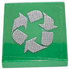 LEGO Groen Tegel 2 x 2 met Recycling Symbol Sticker met groef (3068)