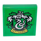 LEGO Green Tile 2 x 2 with Slytherin Coat of Arms Sticker with Groove (3068)