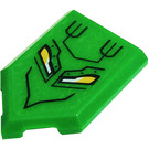 LEGO Green Tile 2 x 3 Pentagonal with Lines and Eyes Sticker (22385)
