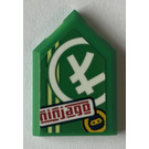 LEGO Green Tile 2 x 3 Pentagonal with Red 'ninjago' and Ninjago Logogram Letter L Sticker (22385)