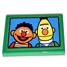 LEGO Green Tile 2 x 3 with Picture of Ernie and Bert Sticker (26603)