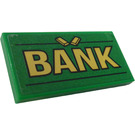 LEGO Green Tile 2 x 4 with "BANK" and 2 Gold Bars Sticker (87079)