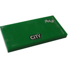 LEGO Green Tile 2 x 4 with CITY Sticker (87079)
