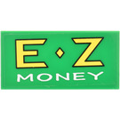 LEGO Green Tile 2 x 4 with ‘E-Z MONEY’ Sticker (87079)