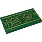 LEGO Green Tile 2 x 4 with Gold Holiday Gift Ornaments Sticker (87079)