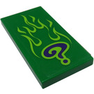 LEGO Green Tile 2 x 4 with Riddler Logo and Green Flames Sticker (87079)