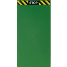 LEGO Green Tile 8 x 16 with 'STOP' on black and yellow danger stripes pattern Sticker with Bottom Tubes, Textured Top (90498)