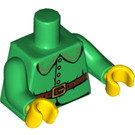 LEGO Grøn Torso med Krave, Bælte og 4 Gold Knapper (973 / 88585)