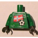 LEGO Green Torso with Norwegian Flag and Soccer Ball with Variable Number on Back (973)