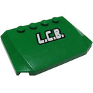 LEGO Groen Wig 4 x 6 Gebogen met "L.C.B." Sticker (52031)