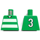 LEGO Green White and Green Team Player with Number 3 on Back Torso without Arms (973)