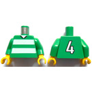 LEGO Green White and Green Team Player with Number 4 on Back Torso (973)