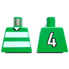 LEGO Vert Blanc et Vert Team Player avec Number 4 sur le dos Torse sans bras (973)