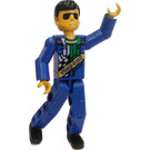 LEGO Guy in Blue Overalls Technic Figure without Stickered Legs