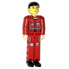 LEGO Guy im Rot Overalls Technic Figur mit Aufkleber