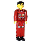 LEGO Guy dans rouge Overalls Figure technique avec pattes autocollantes