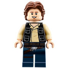 LEGO Han Solo with Black Vest with Pockets, Dark Blue Legs and Dark Tan Shirt Creases (Wavy Hair) Minifigure