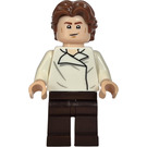 LEGO Han Solo with White Shirt with Wrinkles and Dark Brown Legs with Wavy Hair and Printed Back Minifigure