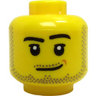 LEGO Kopf Male mit Smirk und Beard Stubble (Einbau-Vollbolzen) (3626)