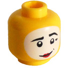 LEGO head with Black Eyebrows, Red Lips and White Face Paint