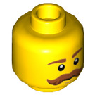 LEGO Head with Brown Eyebrows and Handlebar Moustache (Recessed Solid Stud) (3626 / 27041)
