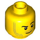 LEGO Head with Smirk and Stubble Beard (Recessed Solid Stud) (3626)