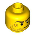 LEGO Head with Stubble, Scar and Crooked Smile (Recessed Solid Stud) (3626)