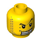 LEGO Head with Stubble, Wide Grin, Gold Tooth and Arched Eyebrow (Safety Stud) (13628 / 52517)