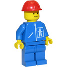 LEGO Highway worker met Blauw Poten en Rood Bouw Helm minifiguur