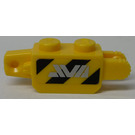 LEGO Scharnier Backstein 1 x 2 Vertikale Verriegeln Doppelt mit 'AVA' und Schwarz und Gelb Danger Streifen (both sides) Aufkleber (30386)
