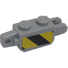 LEGO Hinge Brick 1 x 2 Vertical Locking Double with Black/Yellow warning stripes Sticker (30386)