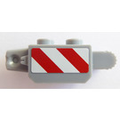 LEGO Hinge Brick 1 x 2 Vertical Locking Double with red and white danger stripes Sticker (30386)