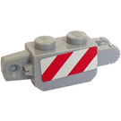 LEGO Hinge Brick 1 x 2 Vertical with red and white danger stripes Sticker (30386)