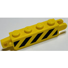 LEGO Scharnier Steen 1 x 4 Vergrendelings Dubbele met Zwart en Geel Danger Strepen Aan Both Sides Sticker (30387)