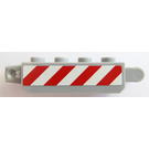 LEGO Hinge Brick 1 x 4 Locking Double with red and white danger stripes Sticker (30387)